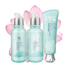 Flower brew lotus net 3 sets of cosmetics set, ladies summer replenishment, deep moisturizing toner, lotion, skin care