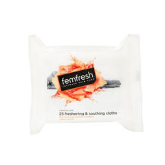英国代购femfresh芳芯女性私密温和无皂保湿清爽湿巾25片便携装