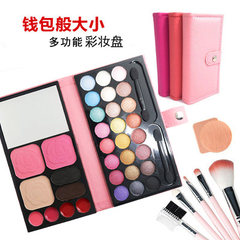 No eyebrow combination waterproof halo blush Eyeshadow 33 earth color lasting pearl powder color makeup disc 33 color makeup dish (rose red leather case)