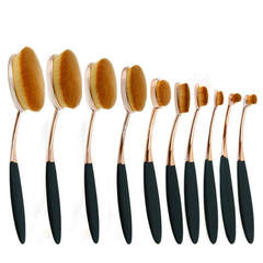 South Korea's 10 rose gold makeup brush set oval shaped toothbrush toothbrush brush Makeup Brush Set Black carton packing Man-made fiber