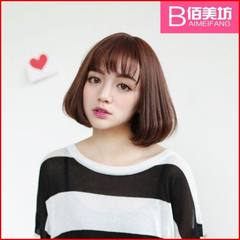 Full wig, short hair, short hair, pear fluffy, Bobo head, Korean air, Liu Haibai, beauty square, wig Lavender