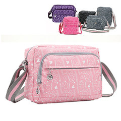 Sweet Oxford small cloth Satchel Bag Lady bag bag nylon diagonal small canvas bag Korean women Cross zipper Pink