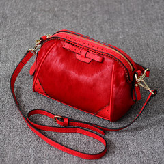 2016 Europe counter purchasing leather handbag horsehair bow shell bag fight Shoulder Messenger Bag tide black