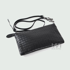 Europe and America fashion woven bag, leather lady, small bag, retro trend, single shoulder oblique shoulder bag, hand bag, sheep leather bag black