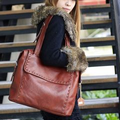 2015 new handbag pure head layer cowhide leather shoulder bag leather female Korean tide a special offer Reddish brown