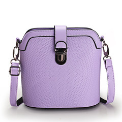 Woven Bag Satchel girls Korean version of the new shoulder shell female bag Korean small package Pink [21x11x21cm]