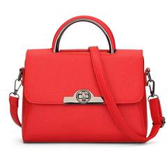 Flip lock single shoulder bag ladies fashion handbag bag handbag new trend / small Satchel Bag Vivid red