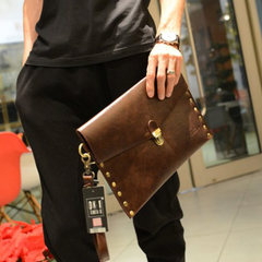 Shipping the Korean version of the new tide bag Vintage Mens hand bag handbag briefcase business envelope black