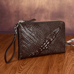 Crocodile leather handbags for men iPad hand bag leather bag clip package bag large capacity envelope bag Large black