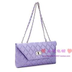 Small sesame shop! Baotou Lingge fashion chain bag envelope layer of sheepskin Handbag Shoulder Bag Pink