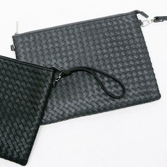 The 2016 men's handbags woven hand bags leather envelope bag hand bag male clip bag in South Korea in February Ho purchasing black