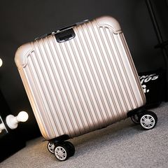 Chassis 18 inch business trolley box, universal wheel 16 inch 17 inch small suitcase, mini suitcase, men and women light 20 inches (single case) Black customs lock mirror