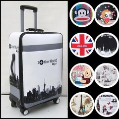 Suitcase girl, small fresh personalized suitcase, Korean cute suitcase, student tie box, men's 20 inch 24 soft box 20 inches (single case) PU world black