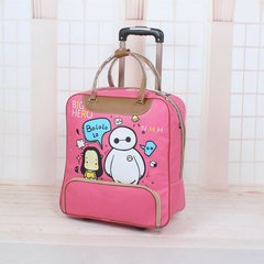 Shipping travel bag waterproof female soft box portable large capacity leather bag light luggage bag 20 inch Locking tie bar - pink and white