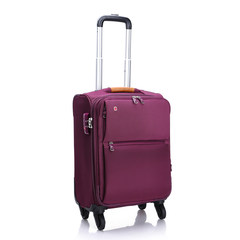 轮旅行箱软箱牛津布男 女行李箱登机箱密码箱箱包轻便拉杆箱万向 18寸 紫红色