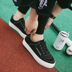 2017 new Korean white canvas shoes shoes soled shoes Bidibi 8167 Muffin Thirty-eight black