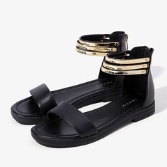 2017 new summer shoes color word buckle ankle strap sandals shoes women with low B232P Thirty-six black