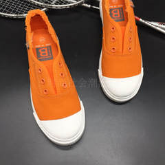 Set foot in spring 2017 new female canvas shoes slip-on shoes all-match flat shoes shoes female students. Thirty-eight Orange red