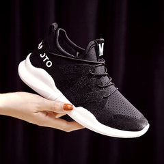 17 women white, work shoes, canvas shoes, small white shoes, flat bottom, soft pedal, lazy shoes Thirty-eight black