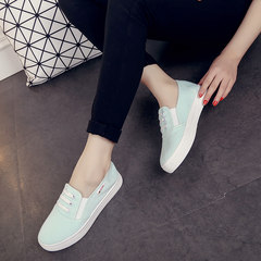 In the spring of 2017 Korean all-match white shoes with flat white canvas shoes female students frenulum women shoes Thirty-eight 160 green