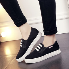 In the spring of 2017 Korean all-match white shoes with flat white canvas shoes female students frenulum women shoes Thirty-eight 160 black
