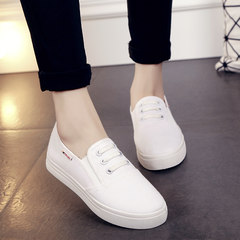 In the spring of 2017 Korean all-match white shoes with flat white canvas shoes female students frenulum women shoes Thirty-eight 160 white