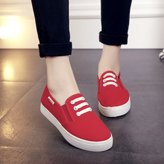 In the spring of 2017 Korean all-match white shoes with flat white canvas shoes female students frenulum women shoes Thirty-eight 160 red