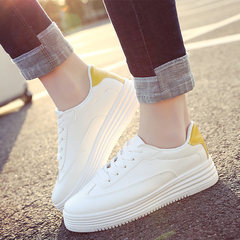 Hongkong residents in the spring of 2017 new canvas shoes white shoe leather shoes shoes, sports and leisure. Thirty-eight yellow
