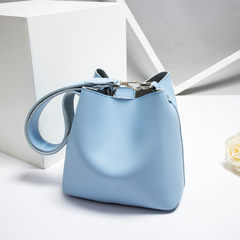 2017 new handbag broadband bucket bag Korean female portable Shoulder Satchel simple all-match Mini Bag Wathet