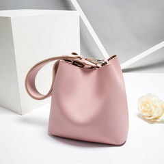 2017 new handbag broadband bucket bag Korean female portable Shoulder Satchel simple all-match Mini Bag Pink