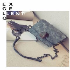 2017 new Korean hit color bag chain all-match vain personality personality Mini Handbag simple gray