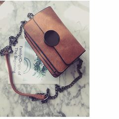 2017 new Korean hit color bag chain all-match vain personality personality Mini Handbag simple Dark brown