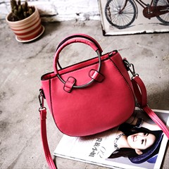 Women in 2017 new fashion retro minimalist ring messenger bag shoulder portable mini surge Pink