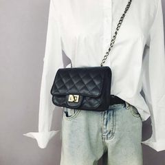 Small mushroom chain small bag 2017 new handbag classic casual all-match Lingge Satchel Bag lock black