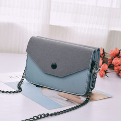 In the summer of 2017 female new packet packet double chain small package all-match Korean matte color single shoulder bag Wathet