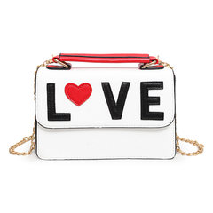 2017 new female Bag Satchel bags all-match Korean tide hit color letter chain shoulder small package white