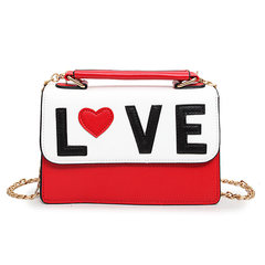 2017 new female Bag Satchel bags all-match Korean tide hit color letter chain shoulder small package gules