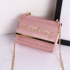 Small package 2017 new Korean fashion handbag bag chain all-match ribbon shoulder bag Pink