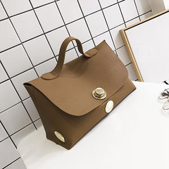 European and American fashion lock bag all-match Boston bag handbag simple commute brown