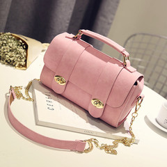 2016, Xia Han version, Boston Chain Handbag, women fashion lock, single shoulder oblique cross, small bag, pillow bag Large pink