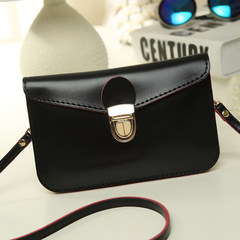 [daily special] 6 inch female Korean version of leisure big screen fan, double double shoulder, oblique shoulder bag, mobile phone bag, small bag Black and blue widening