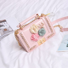 The small summer bag lady 2017 new tide Korean Shoulder Messenger Handbag handbag chain bag simple all-match Pink