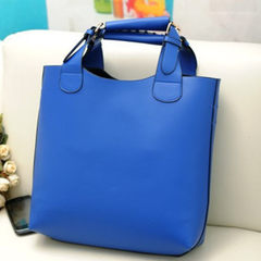 Europe and the new tide bucket bag Vintage bag ladies handbag shoulder bag large simple blue