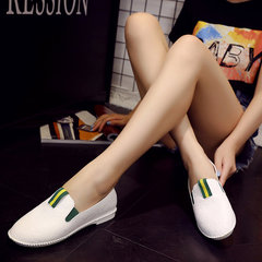 Black canvas shoes female 2017 new spring street shoes slip-on all-match Korean students in Hong Kong style black shoes Thirty-eight Coffee