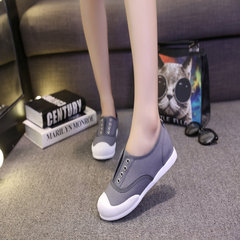 Black canvas shoes female 2017 new spring street shoes slip-on all-match Korean students in Hong Kong style black shoes Thirty-eight gray