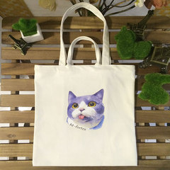 Canvas bag handbag shoulder bag bag bag Japan students book bag shopping bag bag Cats have zipper heads