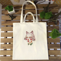 Canvas bag handbag shoulder bag bag bag Japan students book bag shopping bag bag The girl's face is white with zipper