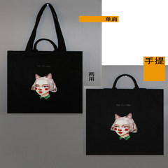 Canvas bag handbag shoulder bag bag bag Japan students book bag shopping bag bag The girl's face is black and zip