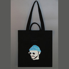 Canvas bag handbag shoulder bag bag bag Japan students book bag shopping bag bag The man killer is black with a zip