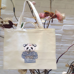 Canvas bag handbag shoulder bag bag bag Japan students book bag shopping bag bag Yuppie panda white zipper